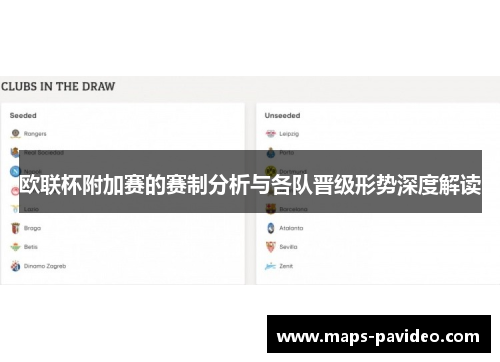 欧联杯附加赛的赛制分析与各队晋级形势深度解读