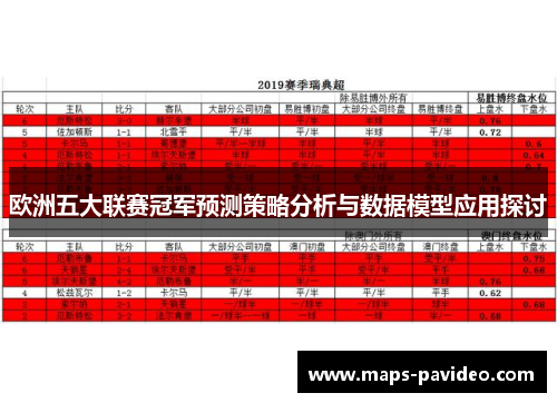 欧洲五大联赛冠军预测策略分析与数据模型应用探讨